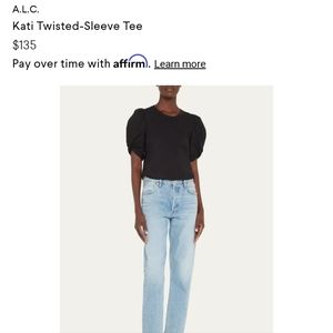 A.L.C. Black Kati Twisted-Sleeve Tee